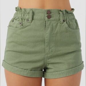 O'Neill Tasia Denim Shorts in Oil Green Women's Medium